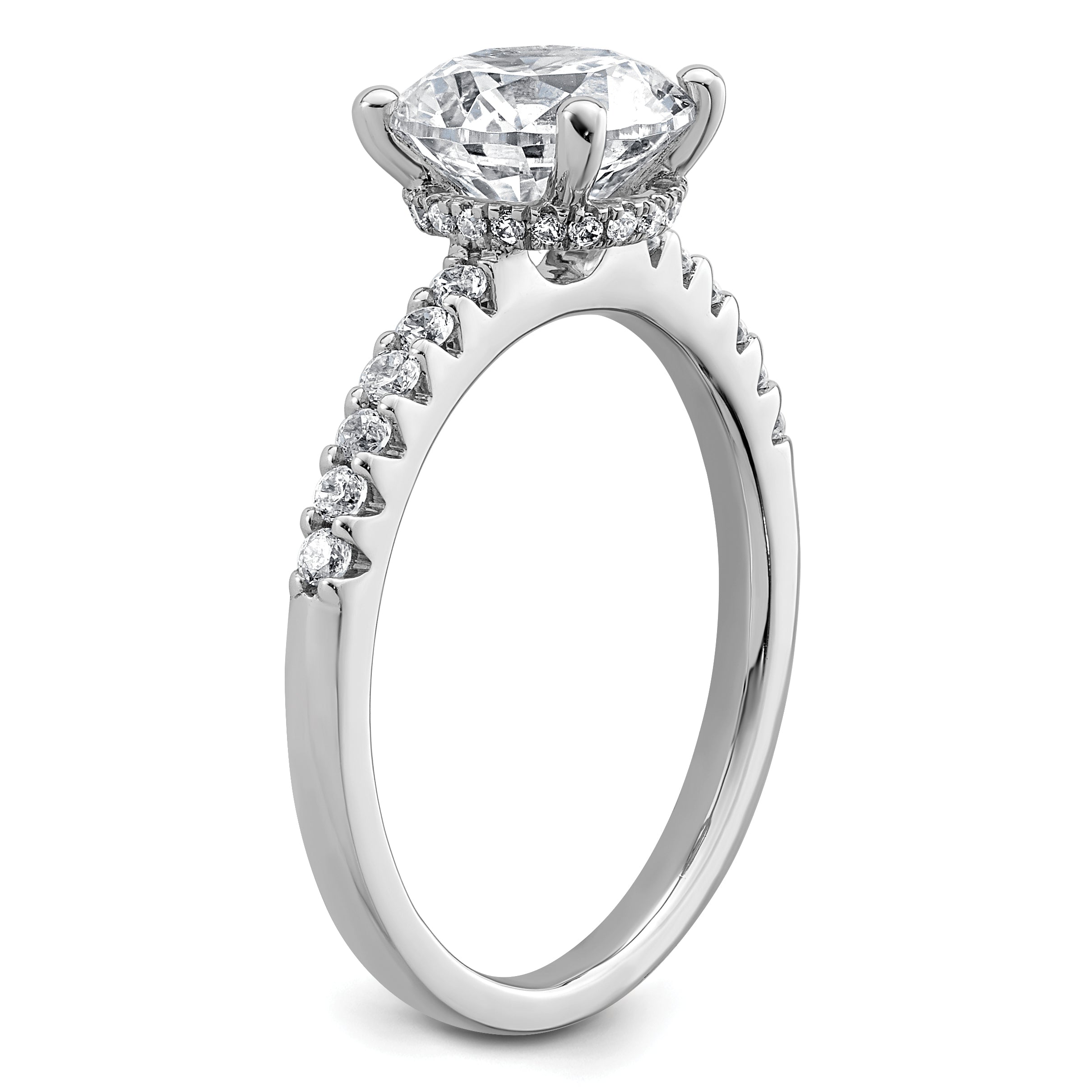 14k White Gold 2 1/4 carat Lab Grown Diamond VS+ F+ Round Complete Engagement Ring