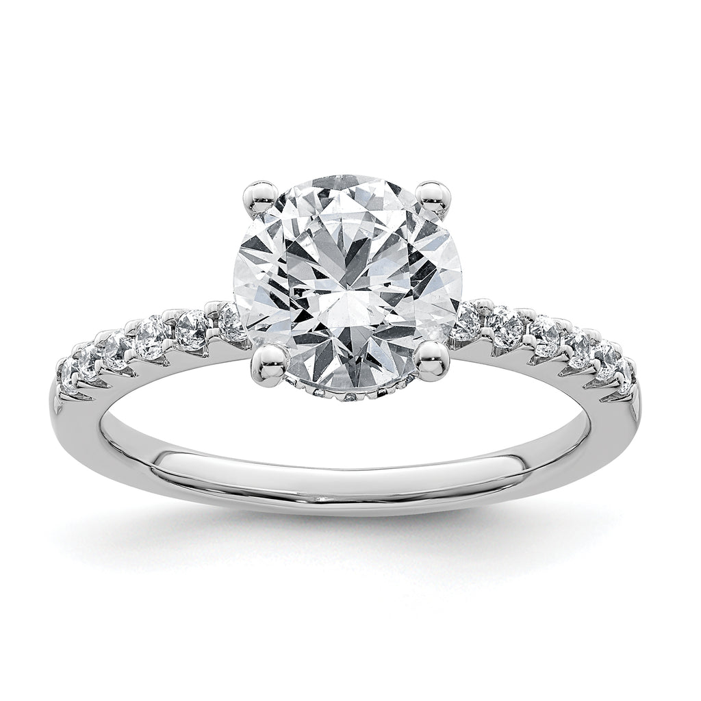 14k White Gold 2 1/4 carat Lab Grown Diamond VS+ F+ Round Complete Engagement Ring