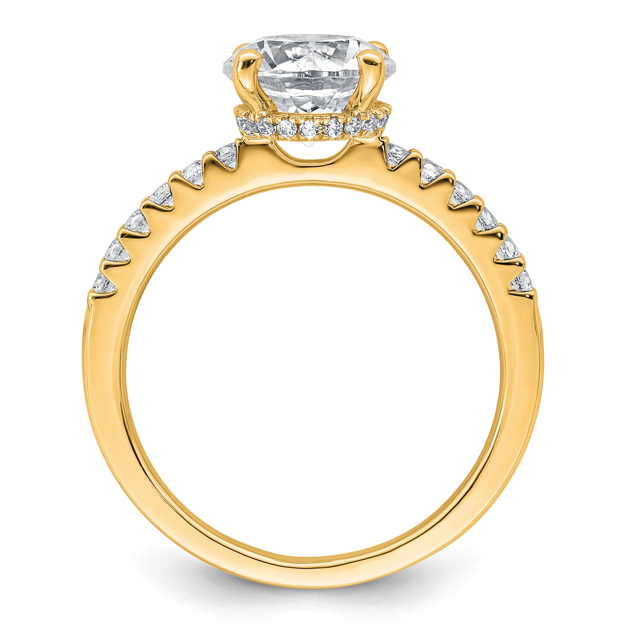 14k 2 1/4 carat Lab Grown Diamond VS+ F+ Round Complete Engagement Ring