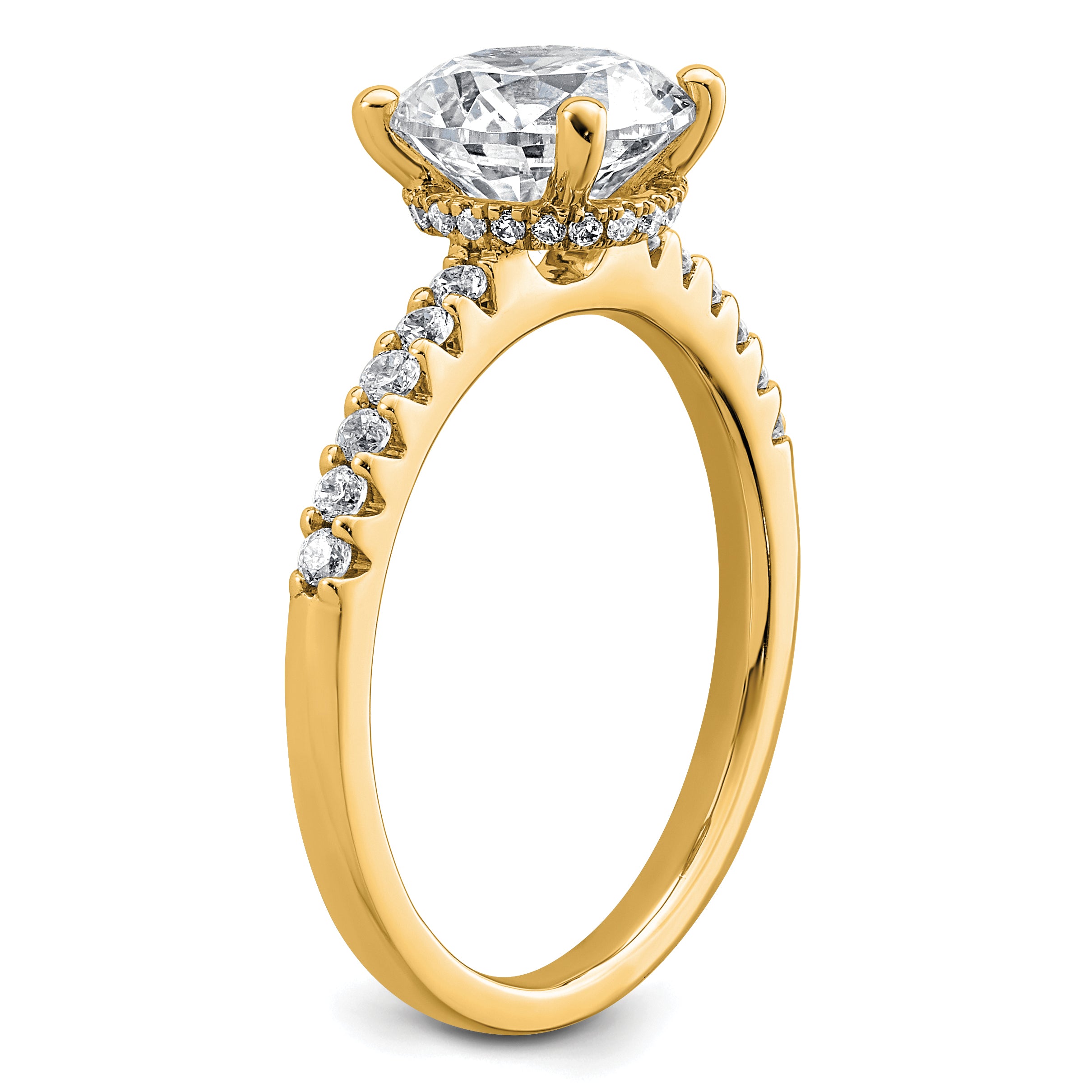 14k 2 1/4 carat Lab Grown Diamond VS+ F+ Round Complete Engagement Ring