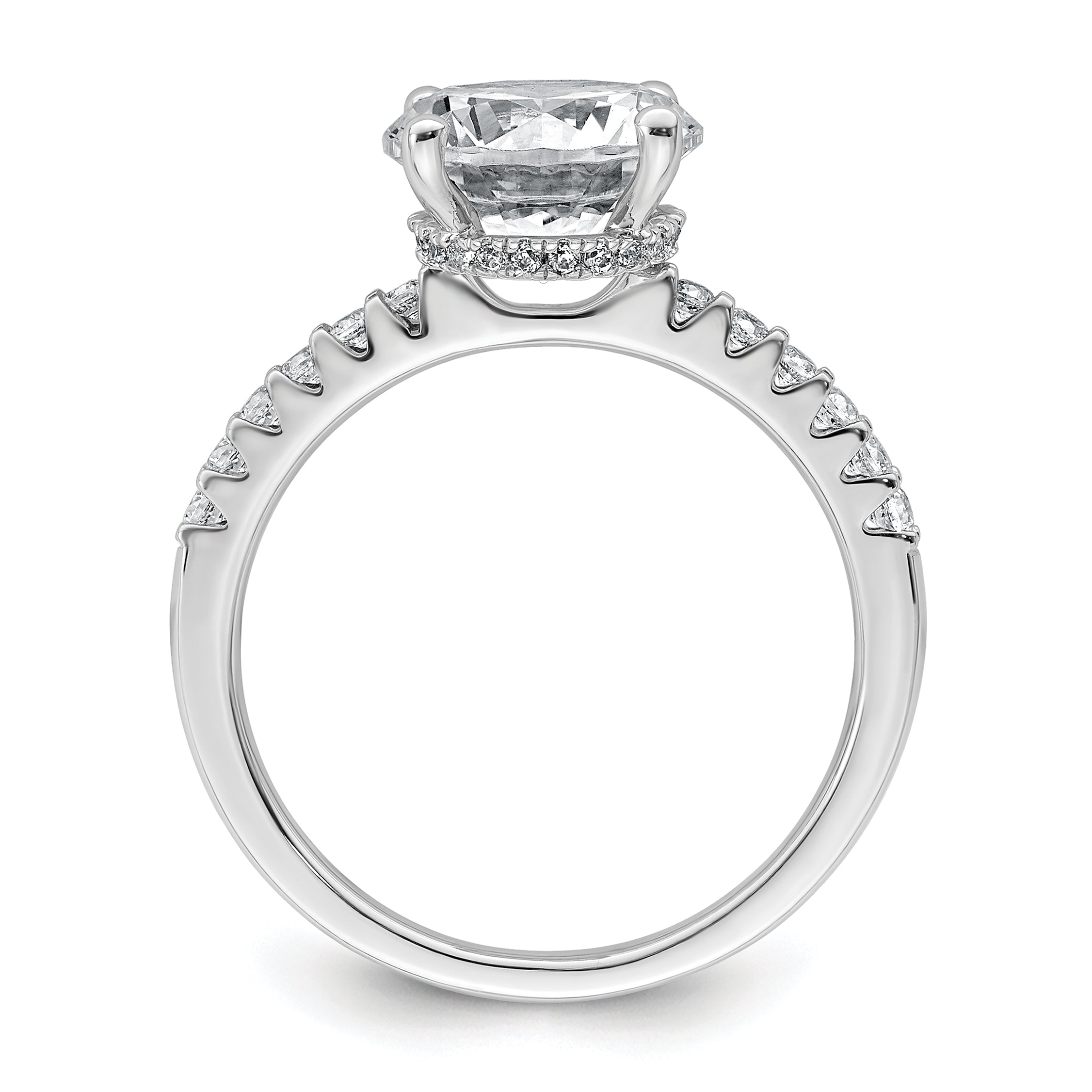 14k White Gold 2 3/4 carat Lab Grown Diamond VS+ F+ Round Complete Engagement Ring