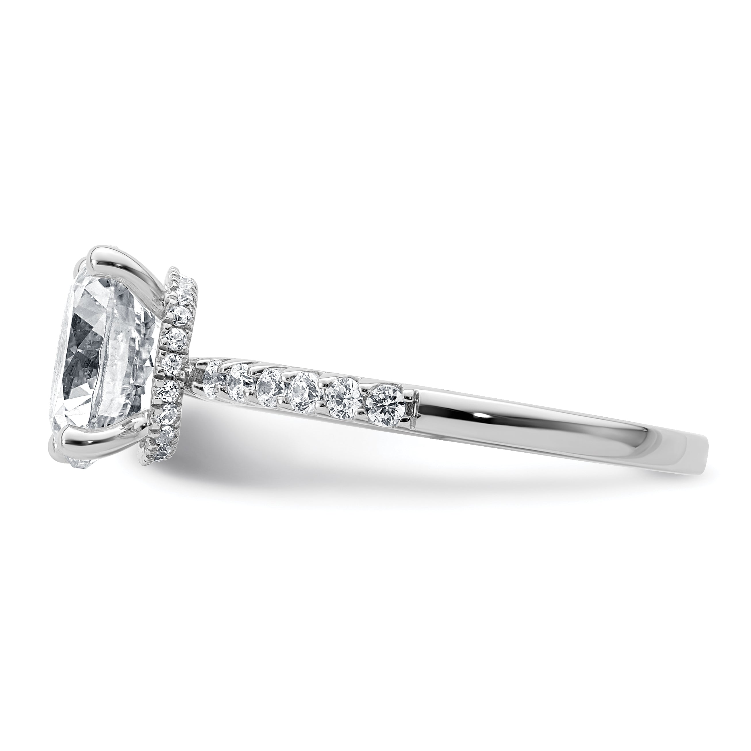 14k White Gold 2 3/4 carat Lab Grown Diamond VS+ F+ Round Complete Engagement Ring