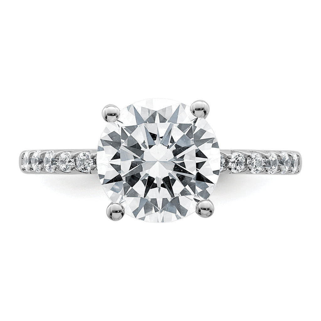 14k White Gold 2 3/4 carat Lab Grown Diamond VS+ F+ Round Complete Engagement Ring