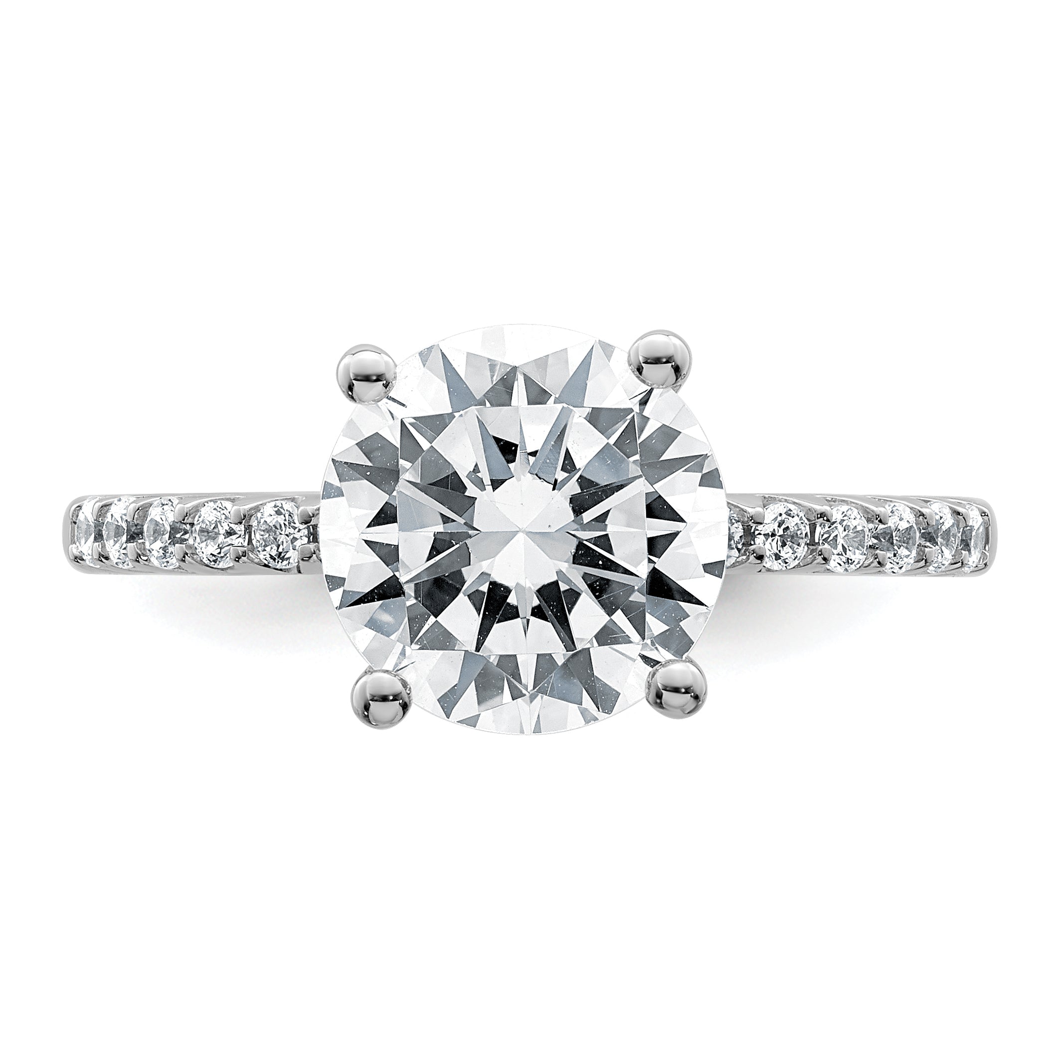 14k White Gold 2 3/4 carat Lab Grown Diamond VS+ F+ Round Complete Engagement Ring