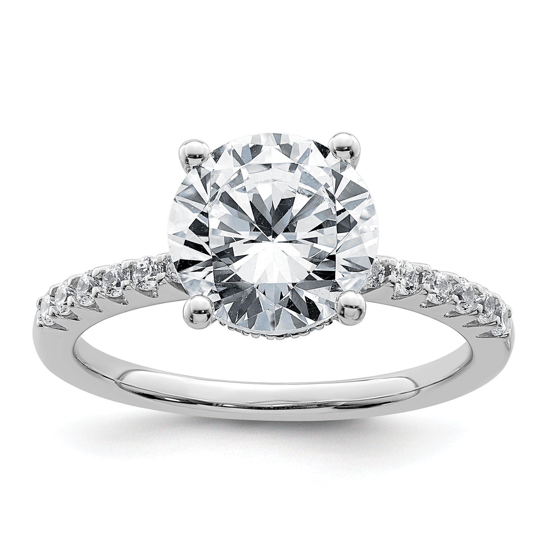 14k White Gold 2 3/4 carat Certified Lab Grown Diamond VS+ F+ Round Complete Engagement Ring Main image