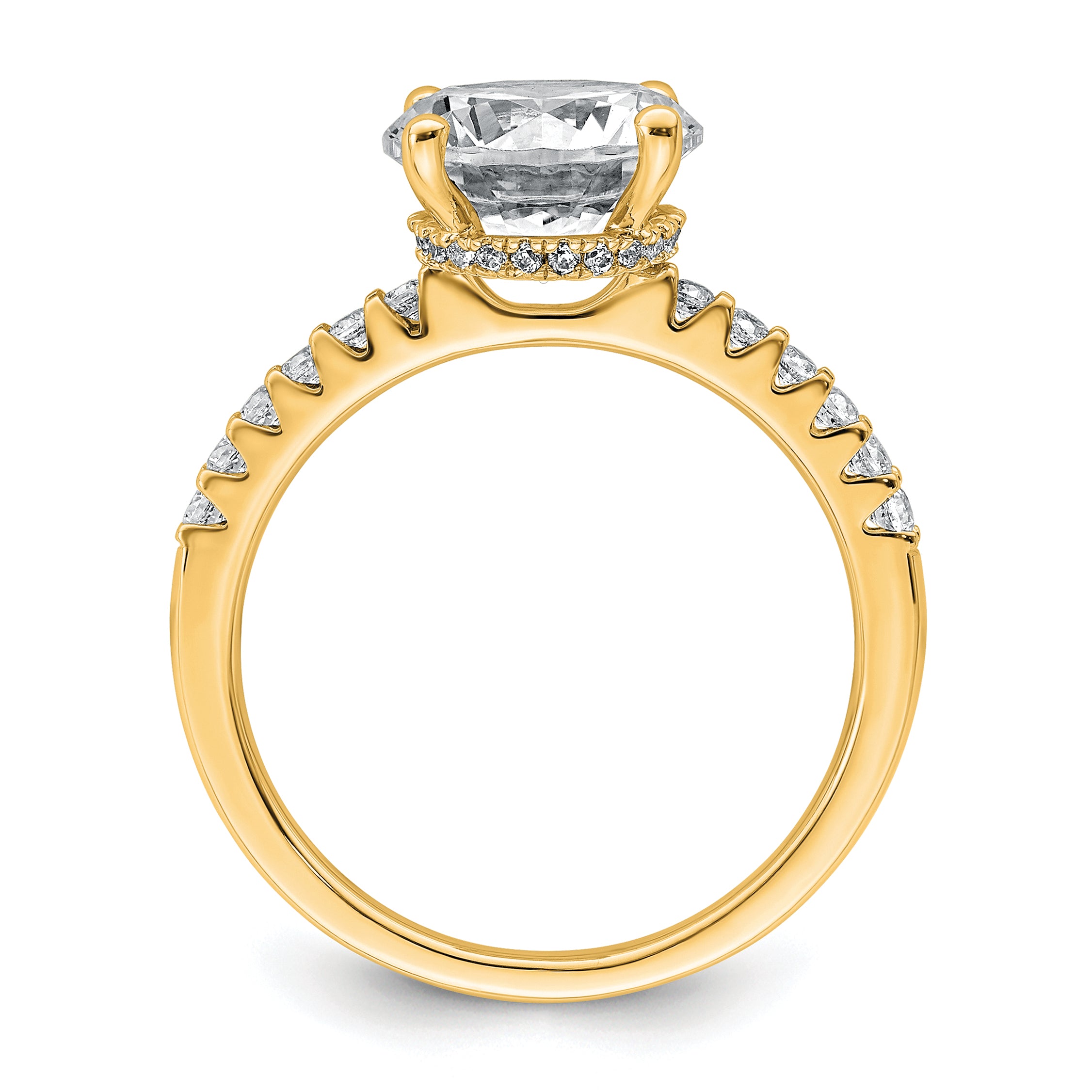 14k 2 3/4 carat Certified Lab Grown Diamond VS+ F+ Round Complete Engagement Ring