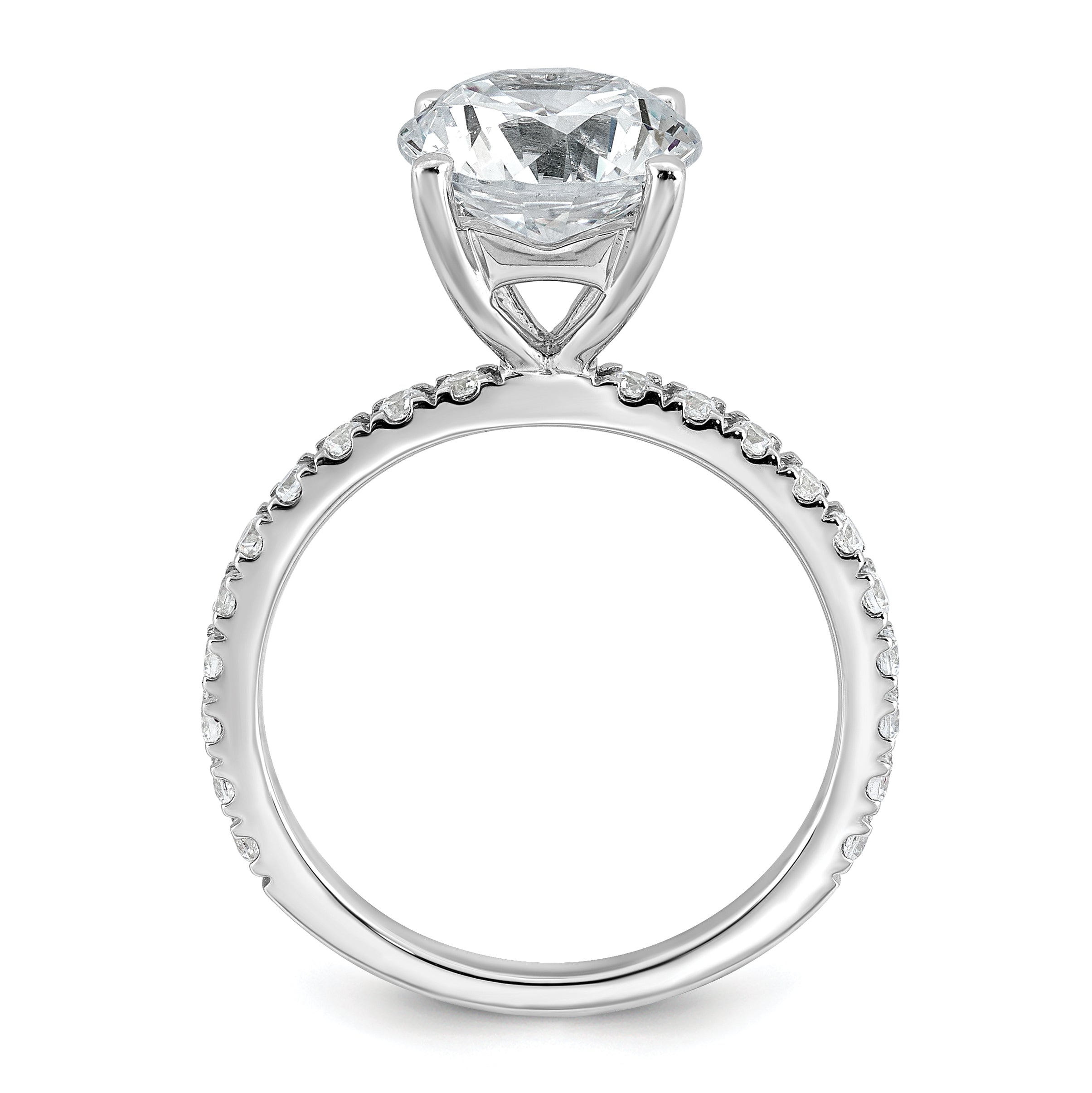 14k White Gold Certified Lab Grown Dia VS+ F+ Round Eng Ring
