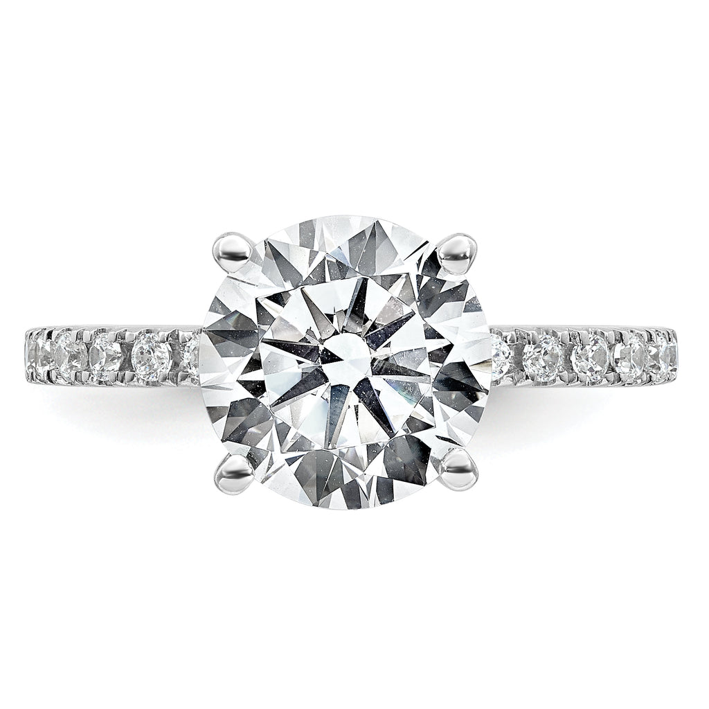 14k White Gold Certified Lab Grown Dia VS+ F+ Round Eng Ring