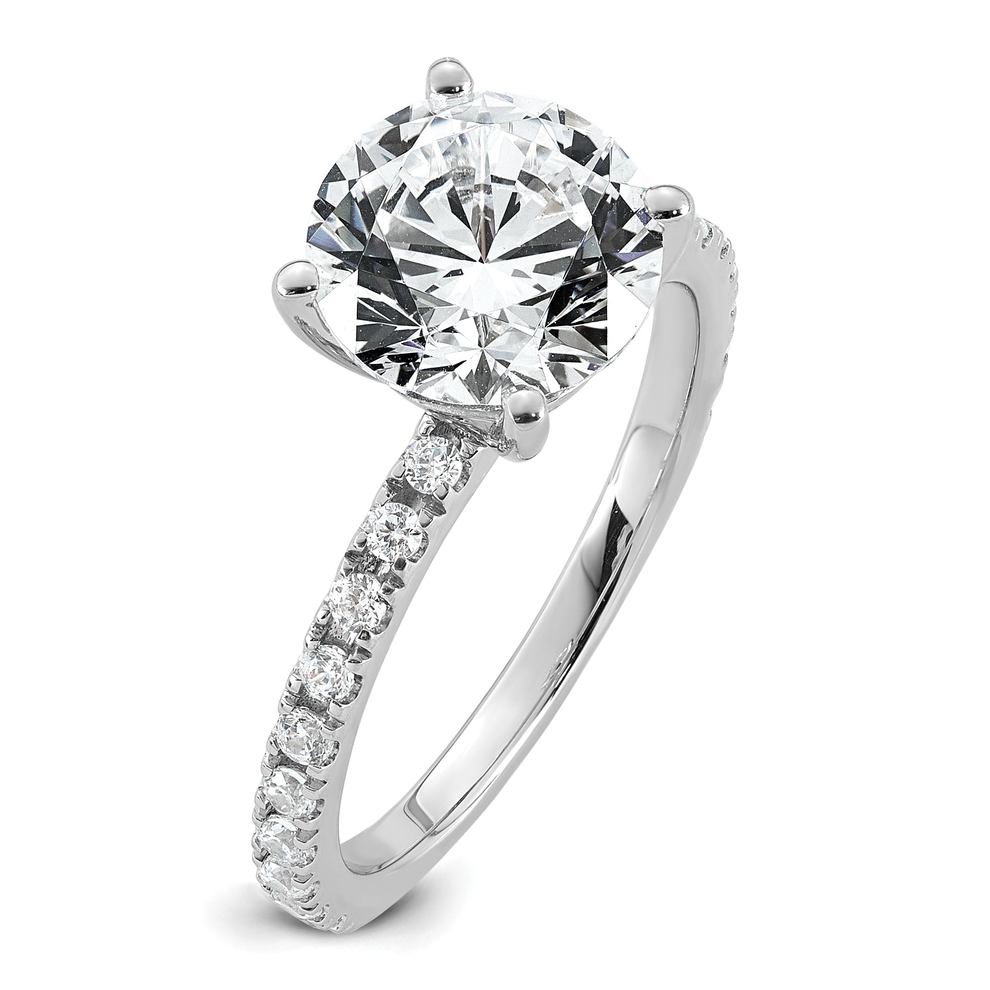 14k White Gold Certified Lab Grown Dia VS+ F+ Round Eng Ring