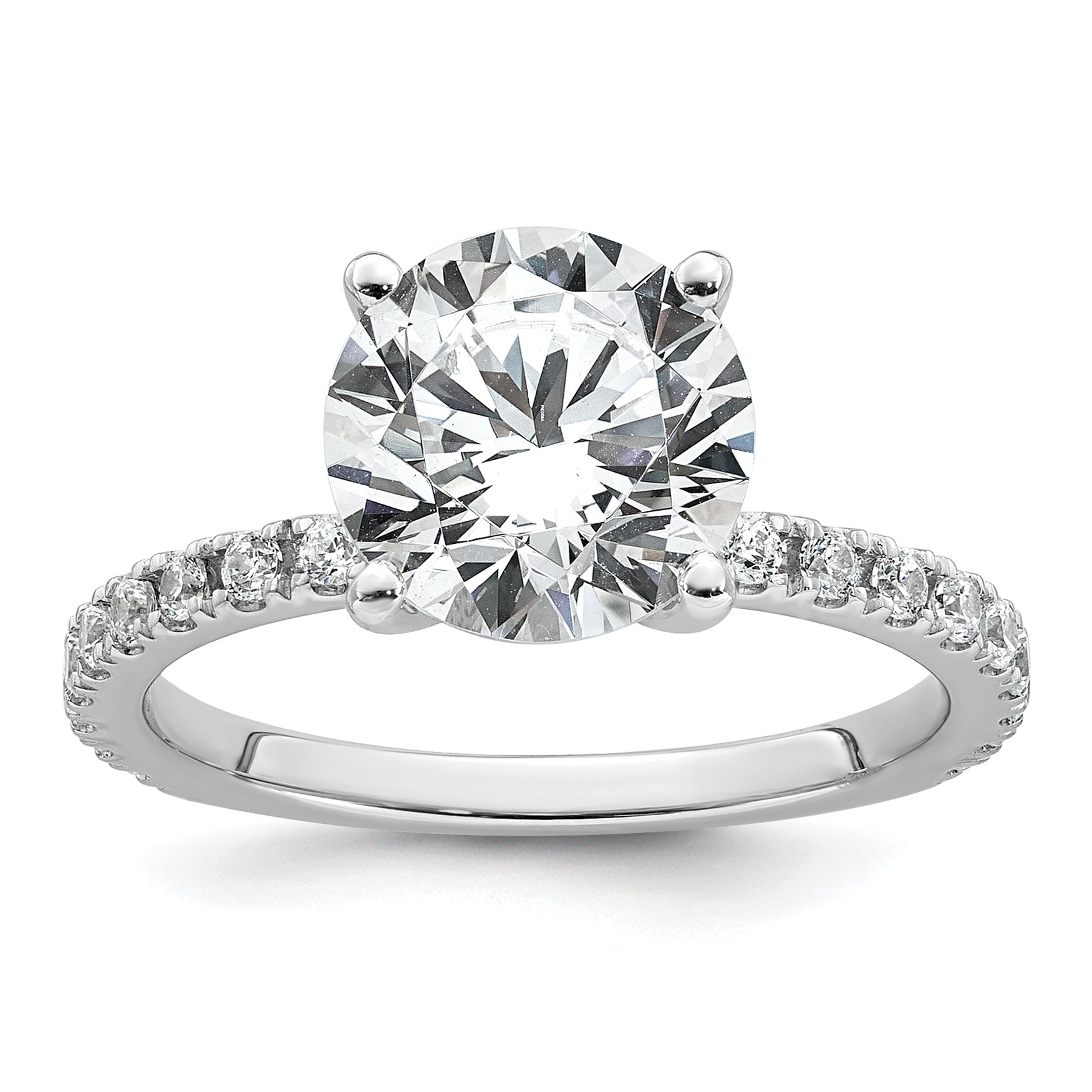 14k White Gold Certified Lab Grown Dia VS+ F+ Round Eng Ring