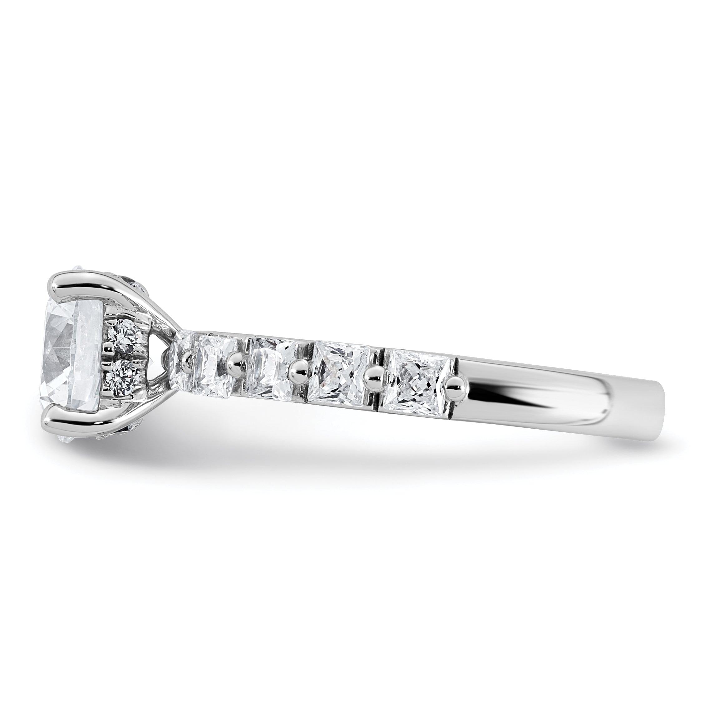 14k White Gold 2 1/2 carat Lab Grown Diamond VS+ F+ Round Complete Engagement Ring