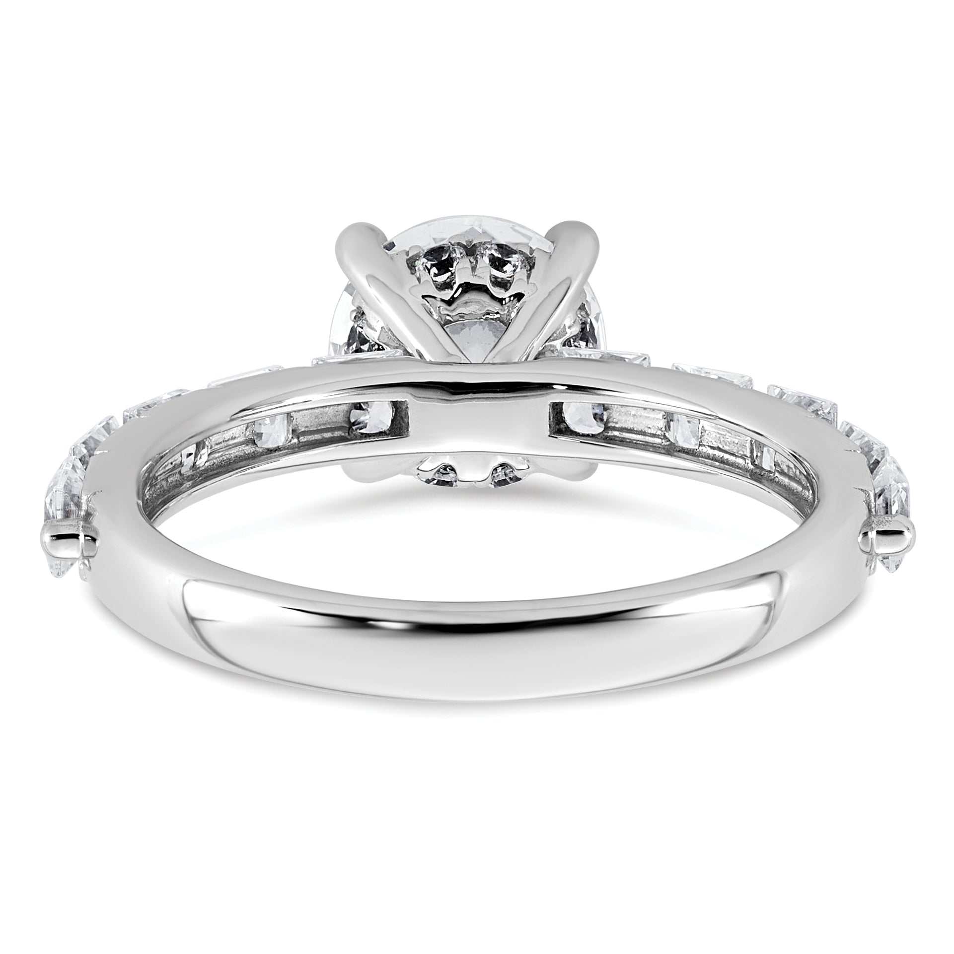 14k White Gold 2 1/2 carat Lab Grown Diamond VS+ F+ Round Complete Engagement Ring