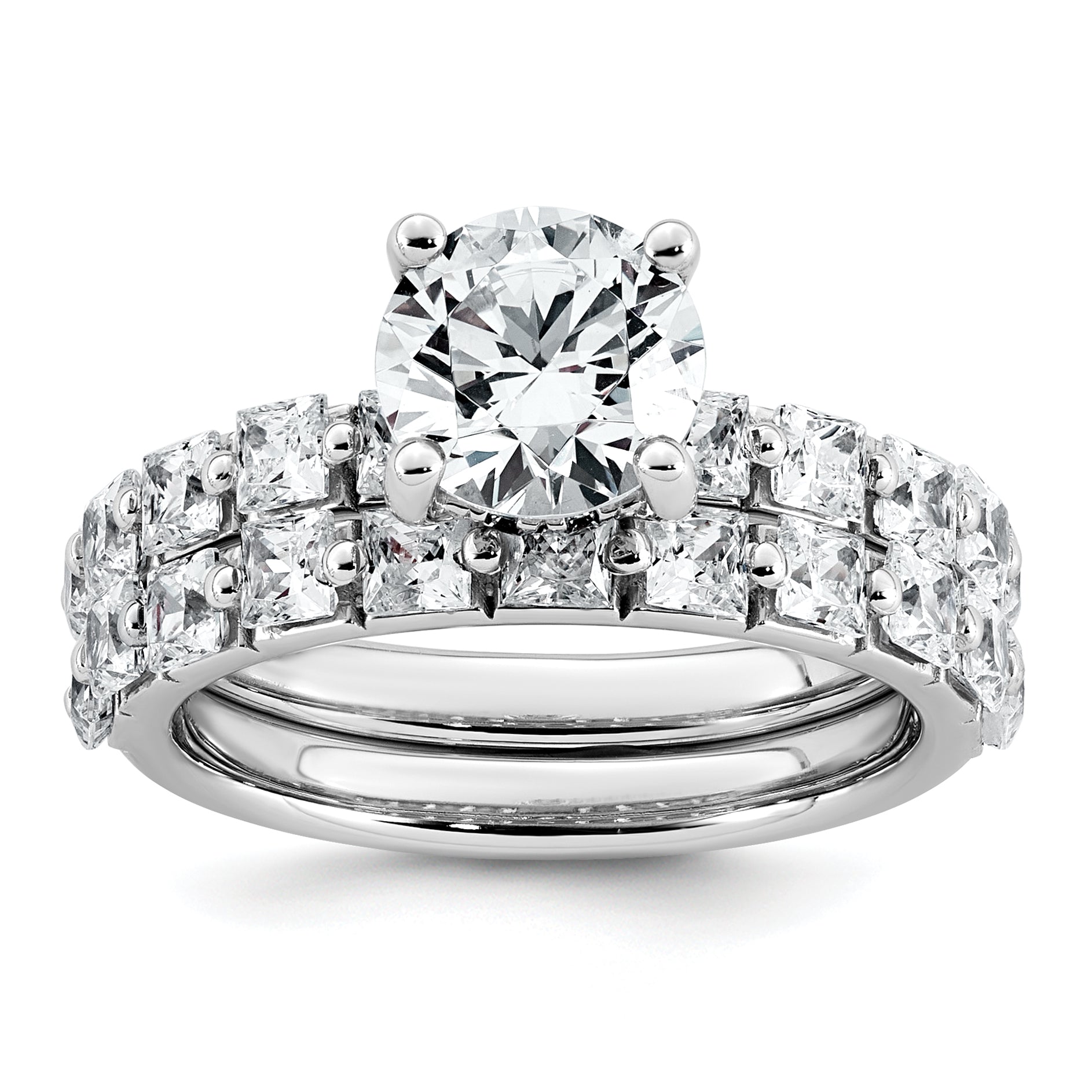 14k White Gold 2 1/2 carat Lab Grown Diamond VS+ F+ Round Complete Engagement Ring