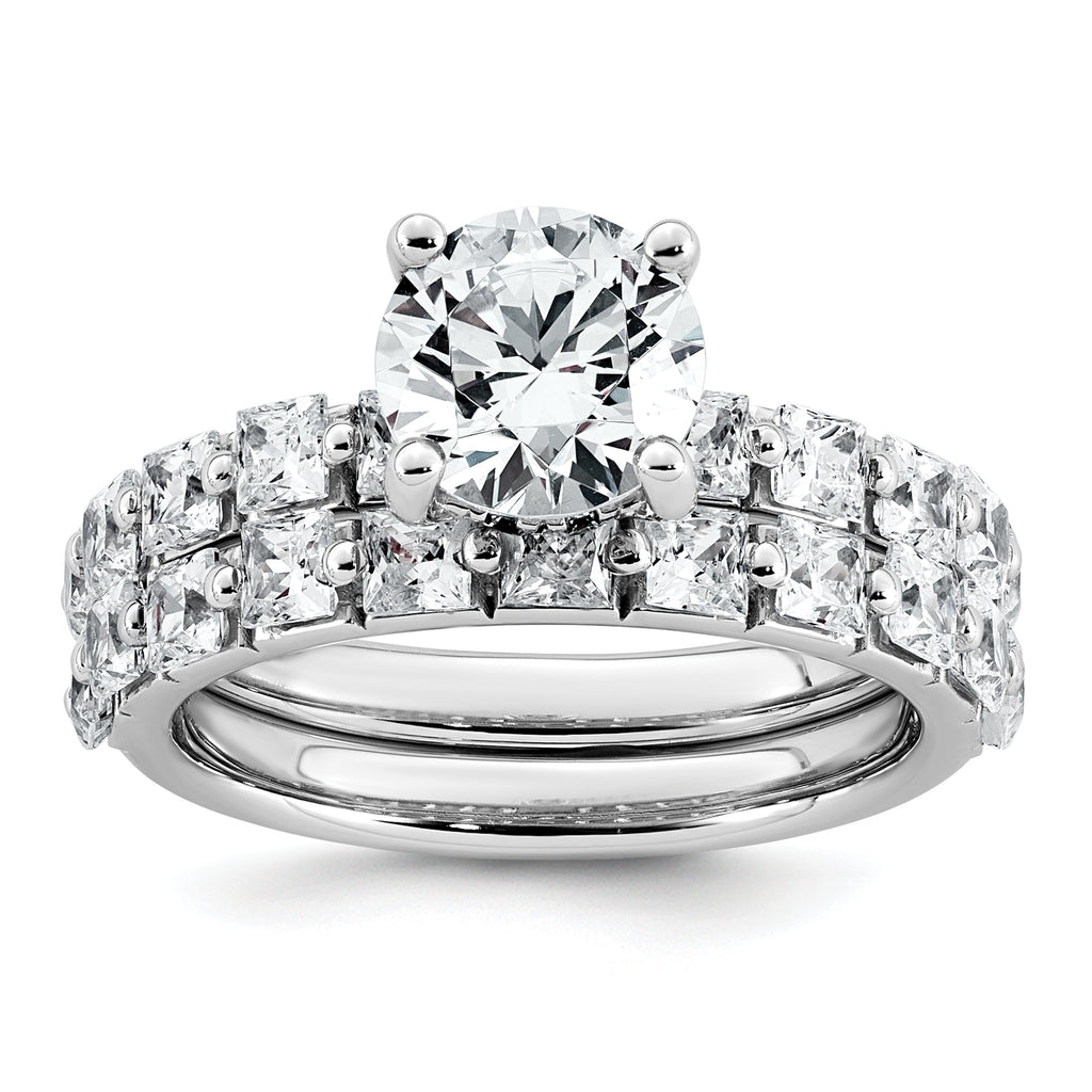 14k White Gold 2 1/2 carat Lab Grown Diamond VS+ F+ Round Complete Engagement Ring