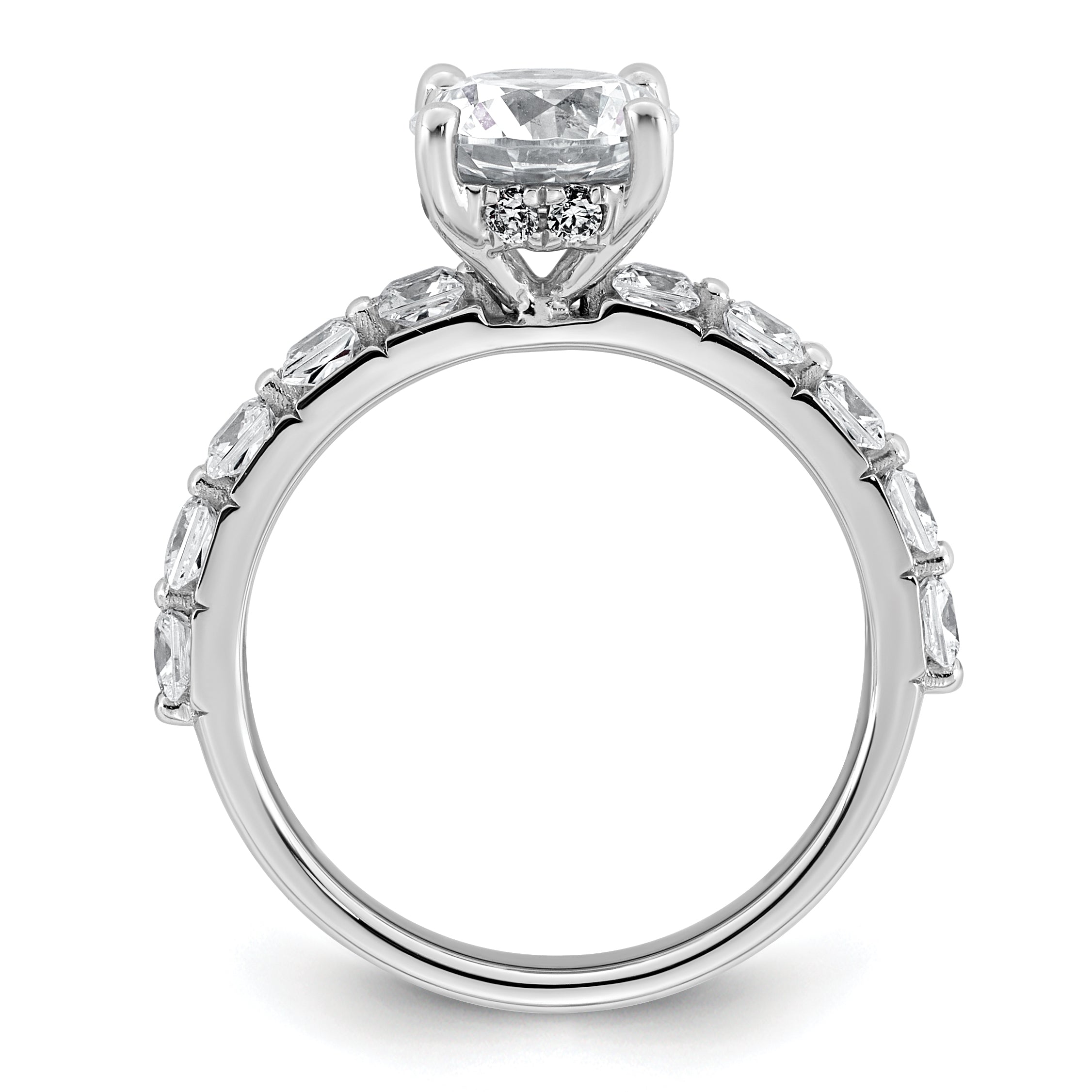 14k White Gold 2 1/2 carat Certified Lab Grown Diamond VS+ F+ Round Complete Engagement Ring