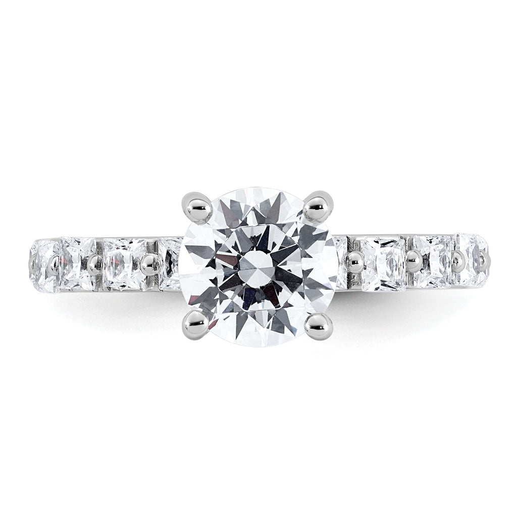 14k White Gold 2 1/2 carat Certified Lab Grown Diamond VS+ F+ Round Complete Engagement Ring