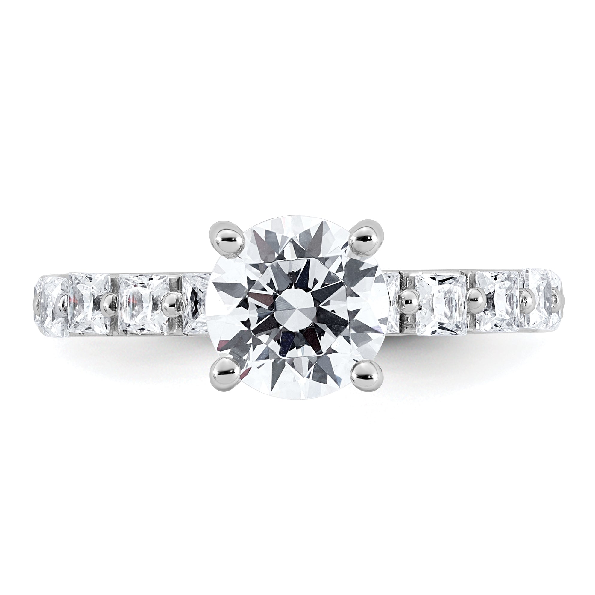 14k White Gold 2 1/2 carat Certified Lab Grown Diamond VS+ F+ Round Complete Engagement Ring