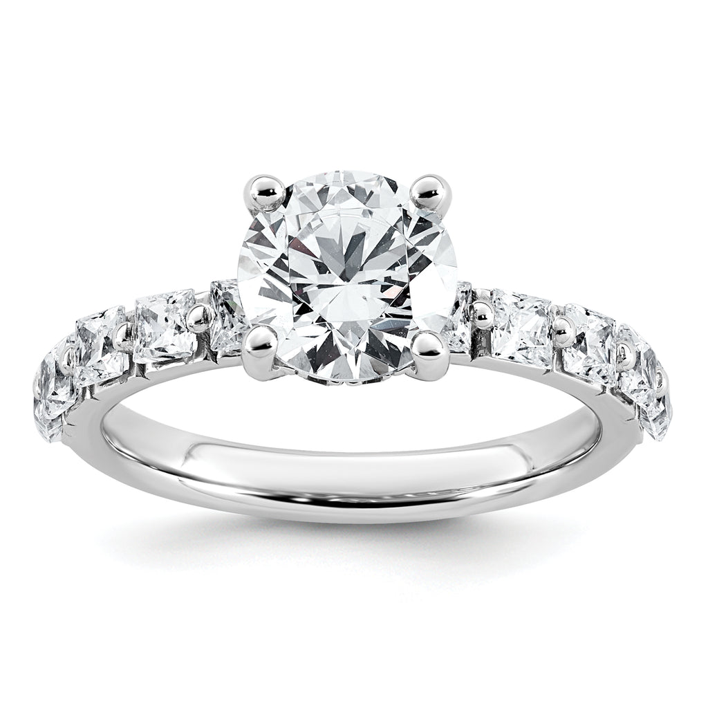 14k White Gold 2 1/2 carat Certified Lab Grown Diamond VS+ F+ Round Complete Engagement Ring