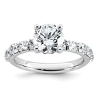14k White Gold 2 1/2 carat Certified Lab Grown Diamond VS+ F+ Round Complete Engagement Ring
