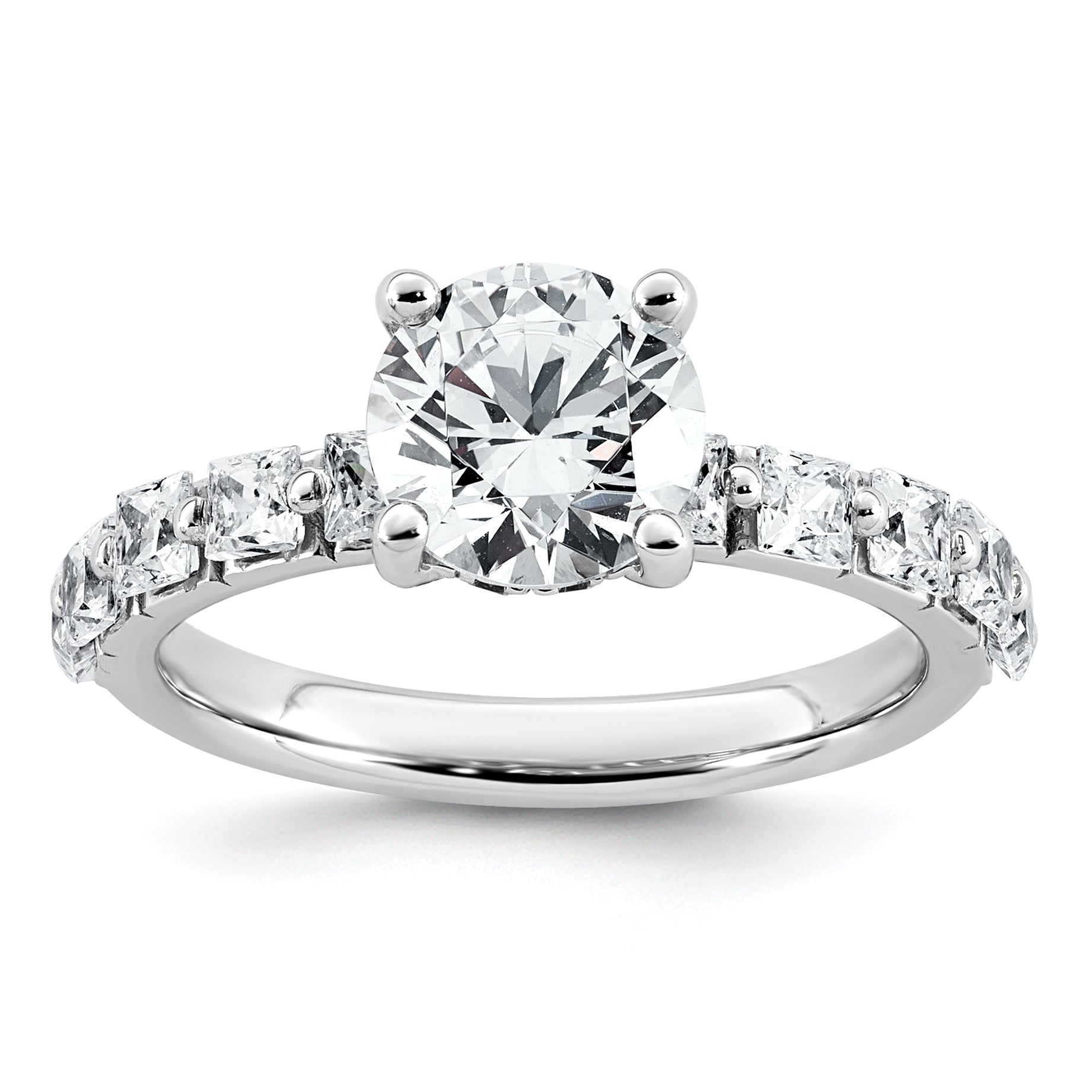 14k White Gold 2 1/2 carat Certified Lab Grown Diamond VS+ F+ Round Complete Engagement Ring