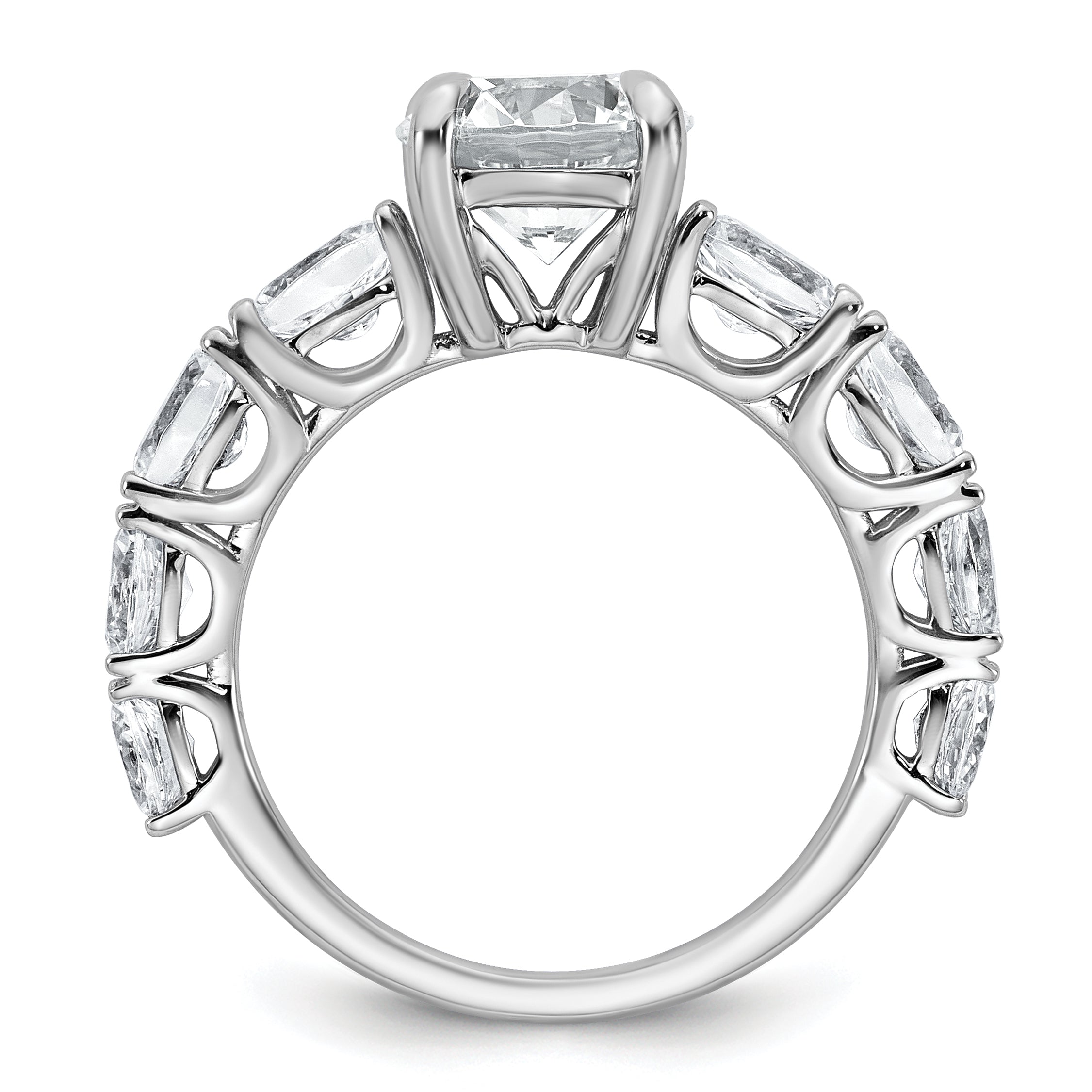 14k White Gold 3 3/4 Lab Grown Diamond VS+ F+ Round Complete Engagement Ring