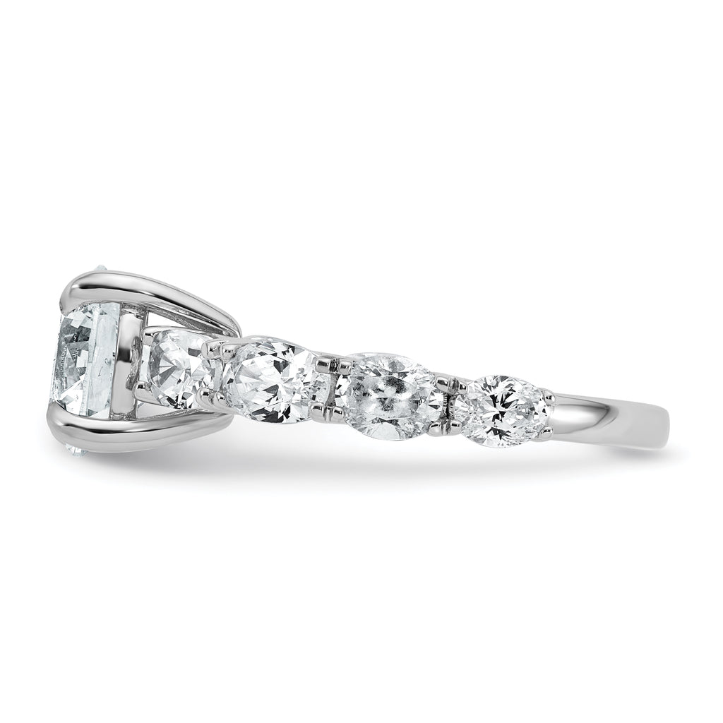 14k White Gold 3 3/4 Lab Grown Diamond VS+ F+ Round Complete Engagement Ring