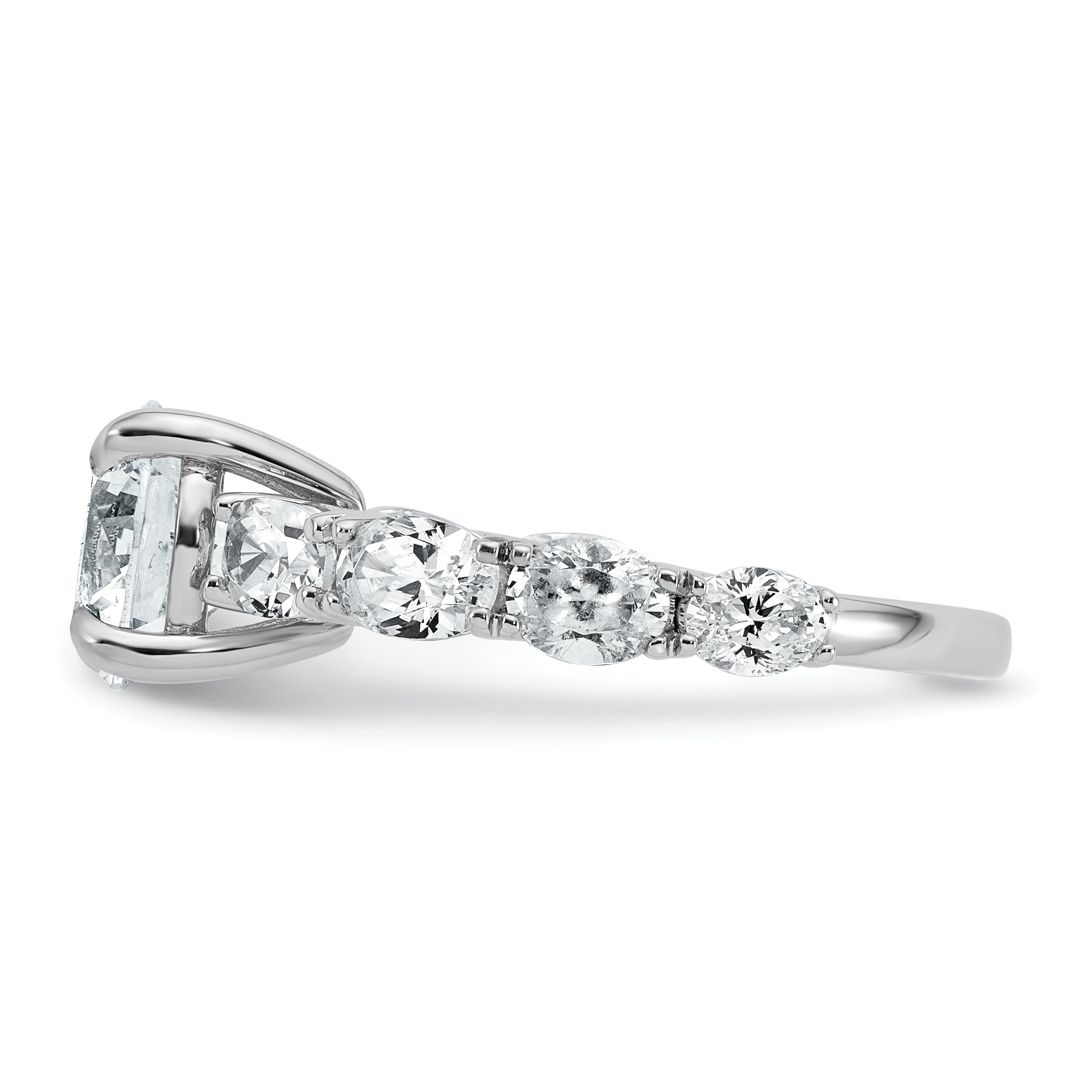 14k White Gold 3 3/4 Lab Grown Diamond VS+ F+ Round Complete Engagement Ring