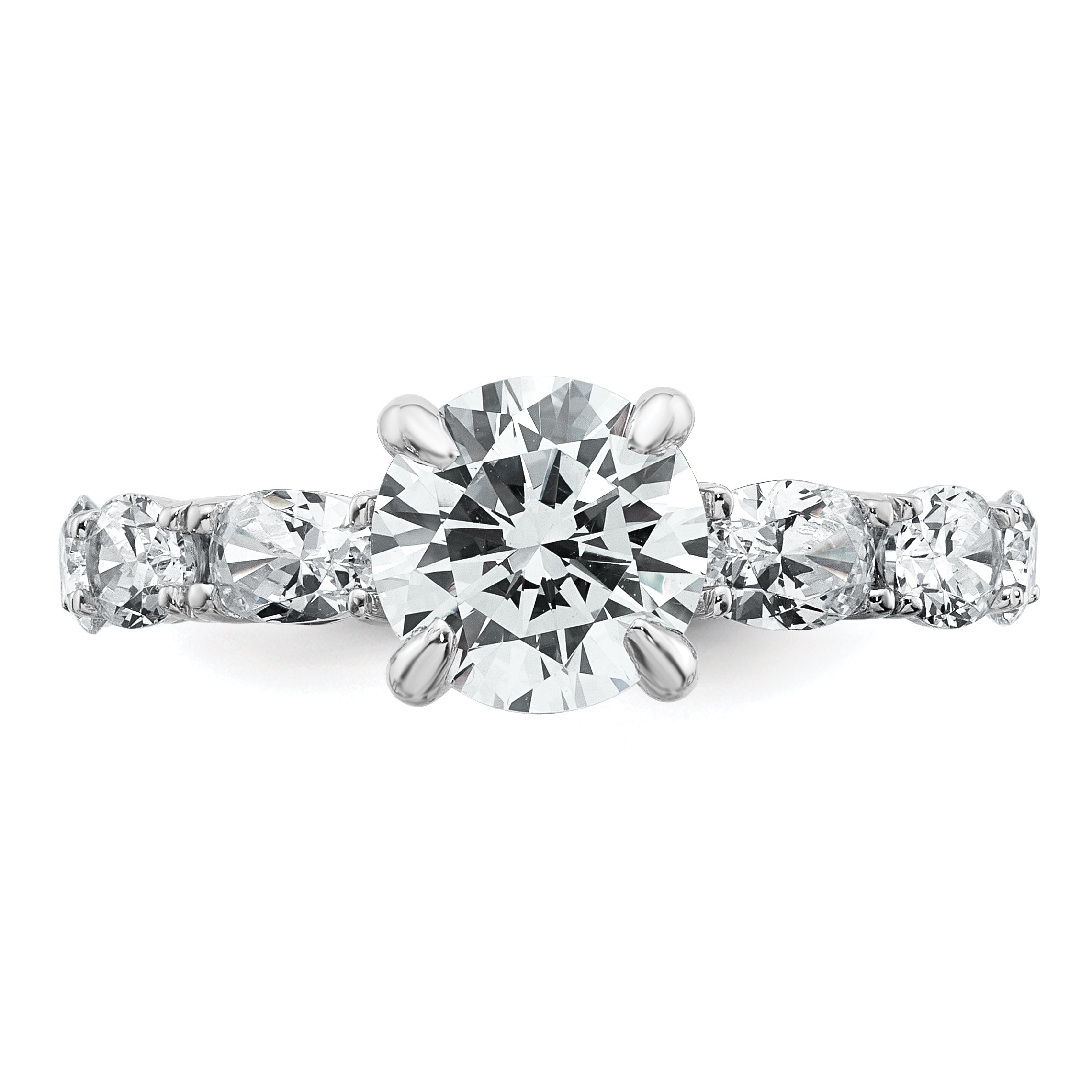 14k White Gold 3 3/4 Lab Grown Diamond VS+ F+ Round Complete Engagement Ring