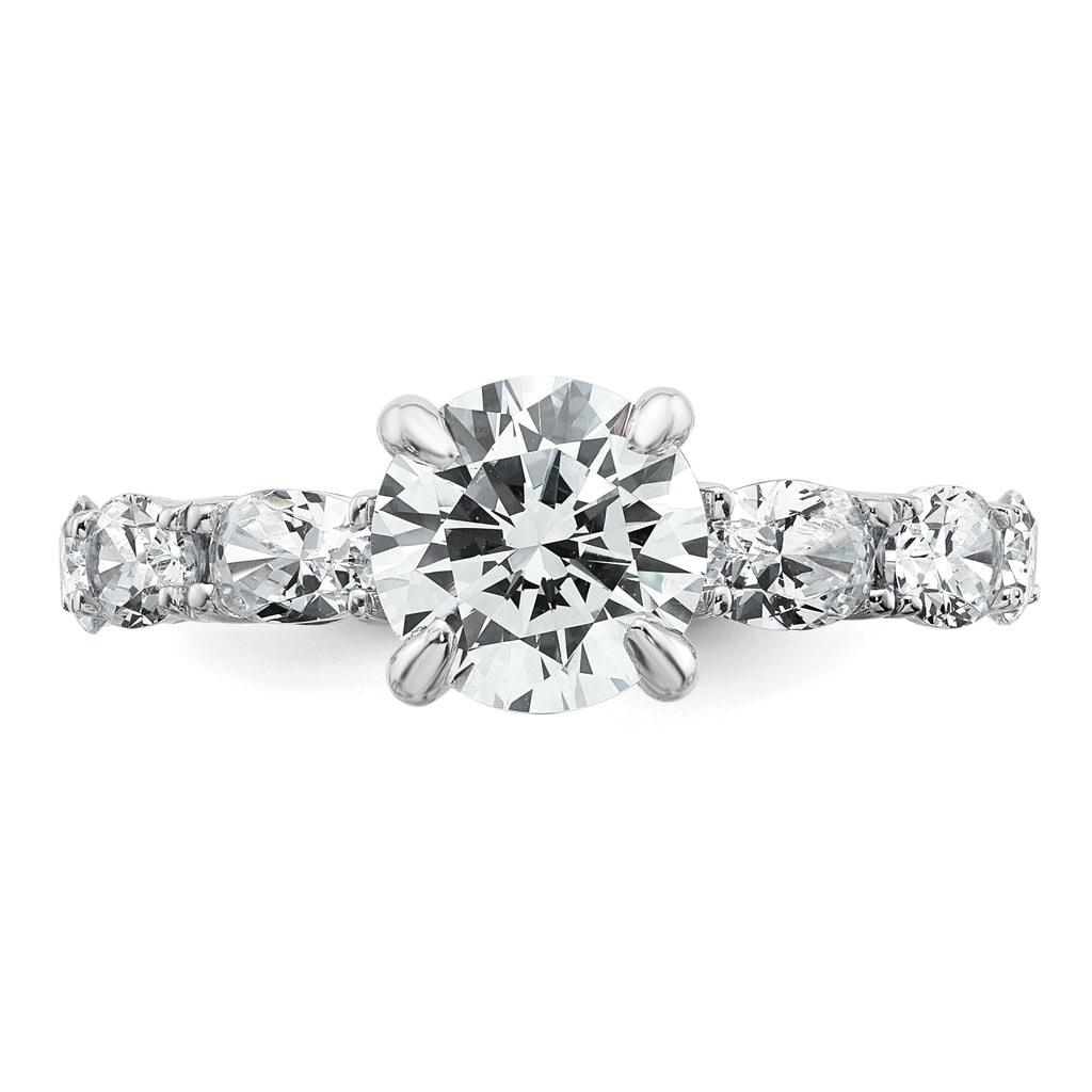 14k White Gold 3 3/4 Lab Grown Diamond VS+ F+ Round Complete Engagement Ring