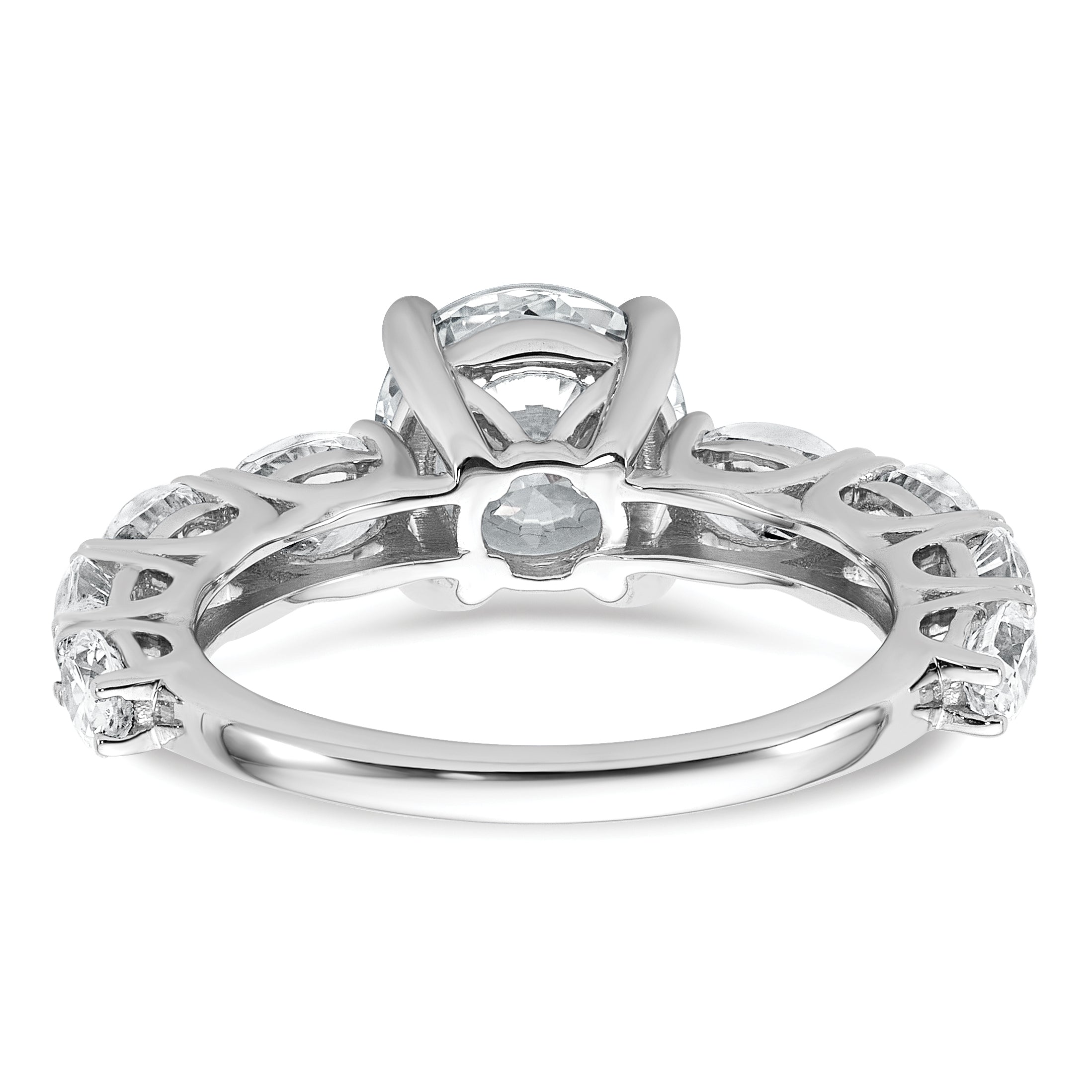 14k White Gold 3 3/4 Lab Grown Diamond VS+ F+ Round Complete Engagement Ring