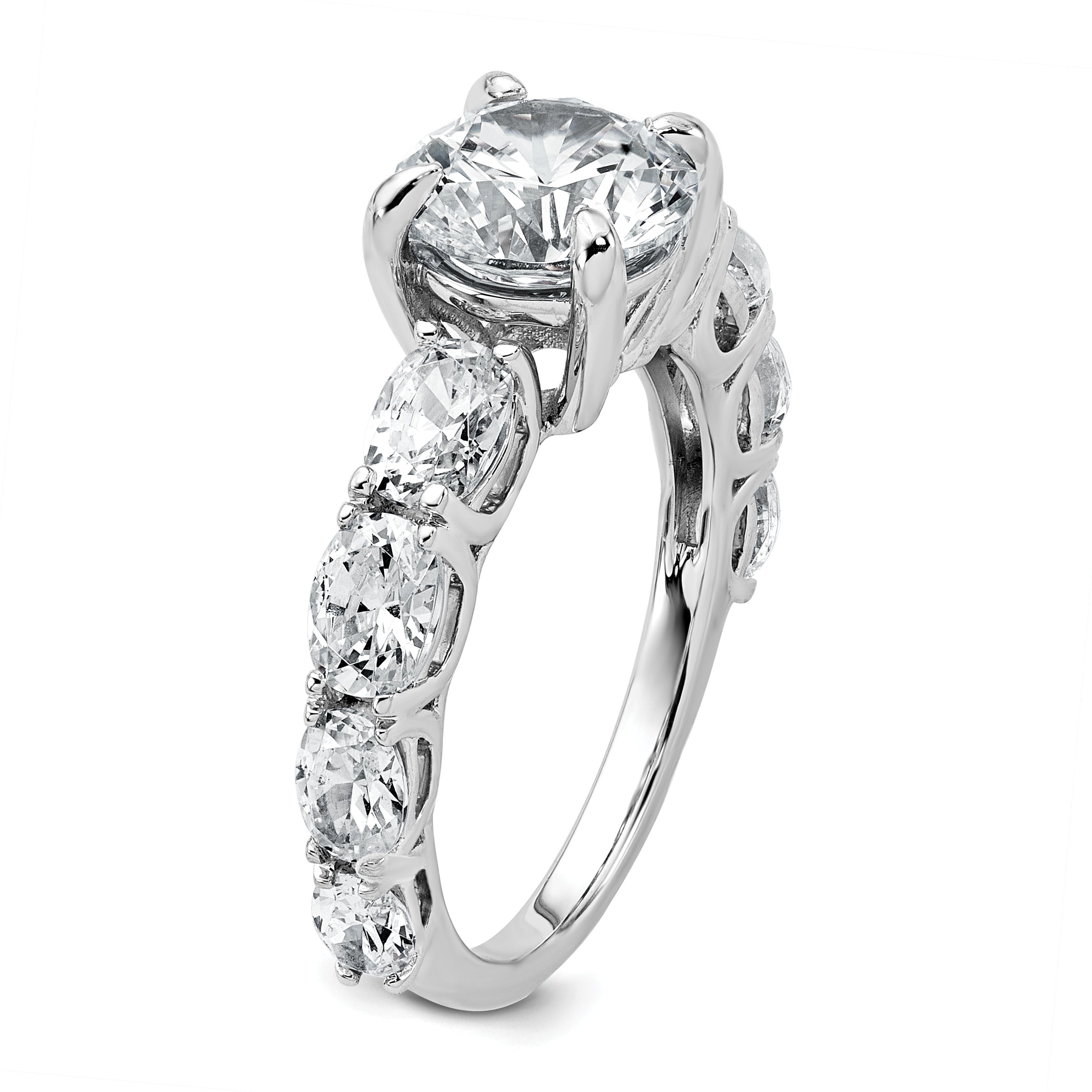 14k White Gold 3 3/4 Lab Grown Diamond VS+ F+ Round Complete Engagement Ring
