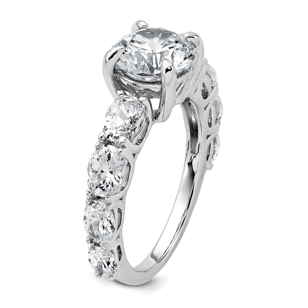 14k White Gold 3 3/4 Lab Grown Diamond VS+ F+ Round Complete Engagement Ring