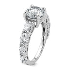 14k White Gold 3 3/4 Lab Grown Diamond VS+ F+ Round Complete Engagement Ring