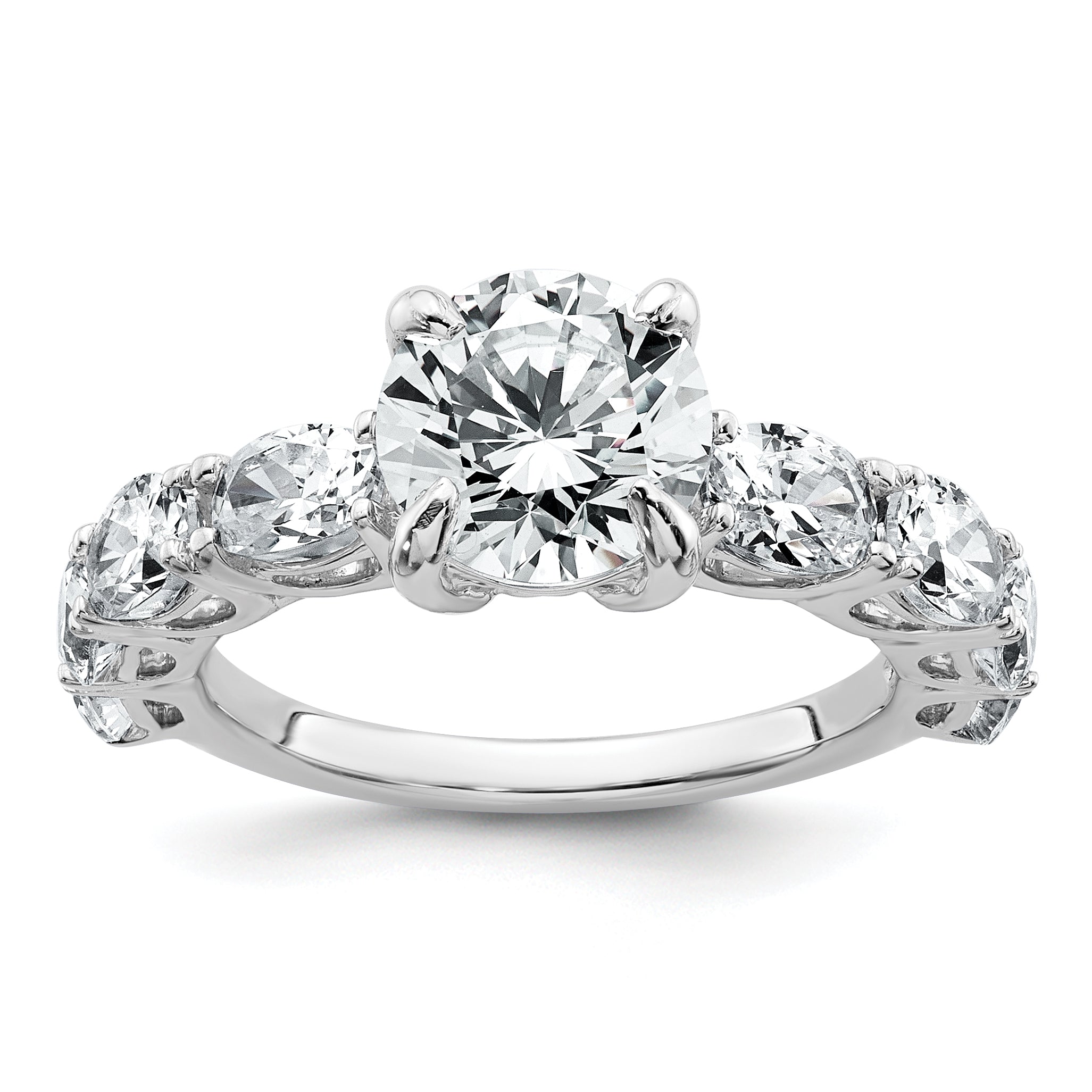 14k White Gold 3 3/4 Lab Grown Diamond VS+ F+ Round Complete Engagement Ring Main image