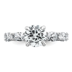 14k White Gold 3 3/4 Certified Lab Grown Diamond VS+ F+ Round Complete Engagement Ring