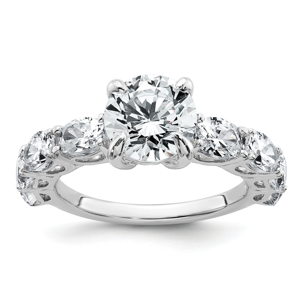 14k White Gold 3 3/4 Certified Lab Grown Diamond VS+ F+ Round Complete Engagement Ring