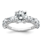 14k White Gold 3 3/4 Certified Lab Grown Diamond VS+ F+ Round Complete Engagement Ring
