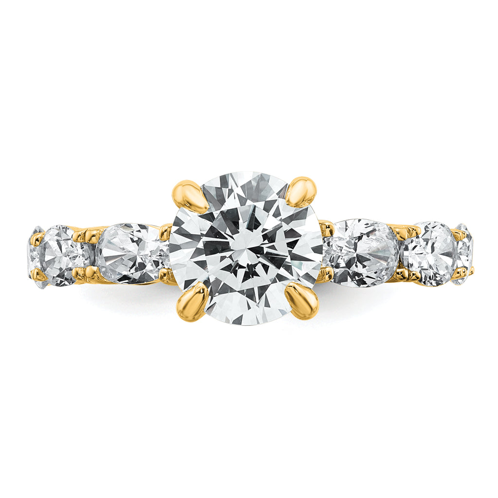 14k 3 3/4 Certified Lab Grown Diamond VS+ F+ Round Complete Engagement Ring
