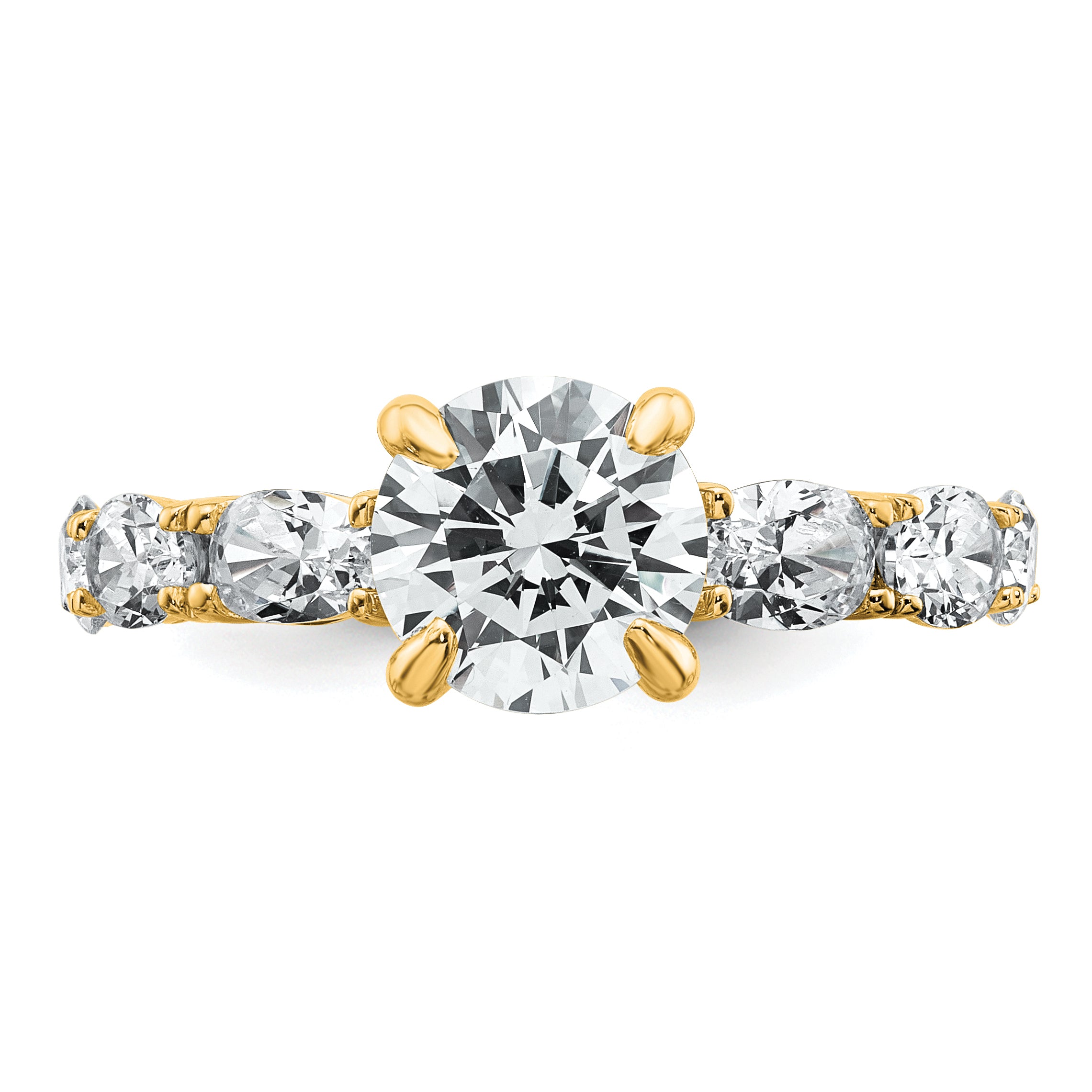 14k 3 3/4 Certified Lab Grown Diamond VS+ F+ Round Complete Engagement Ring