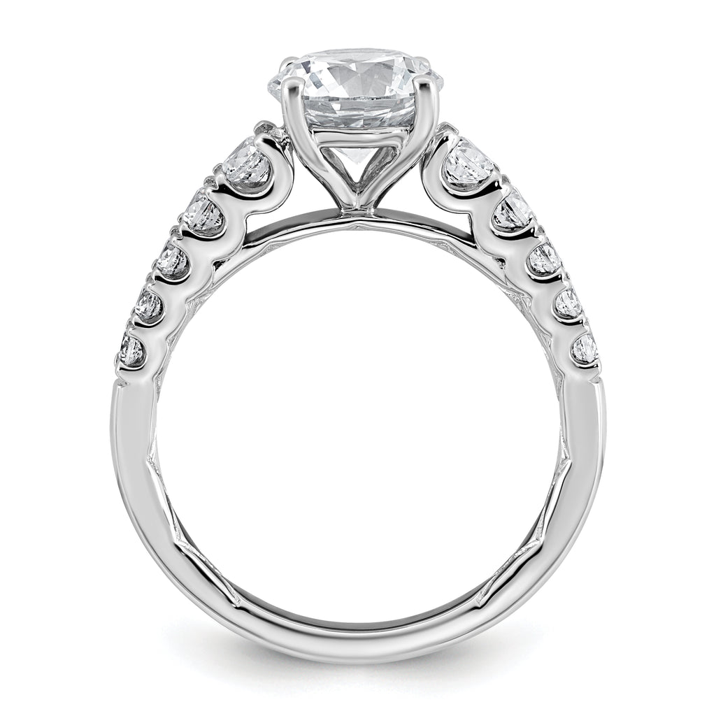 14k White Gold 2 Lab Grown Diamond VS+ F+ Round Complete Engagement Ring