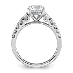 14k White Gold 2 Lab Grown Diamond VS+ F+ Round Complete Engagement Ring