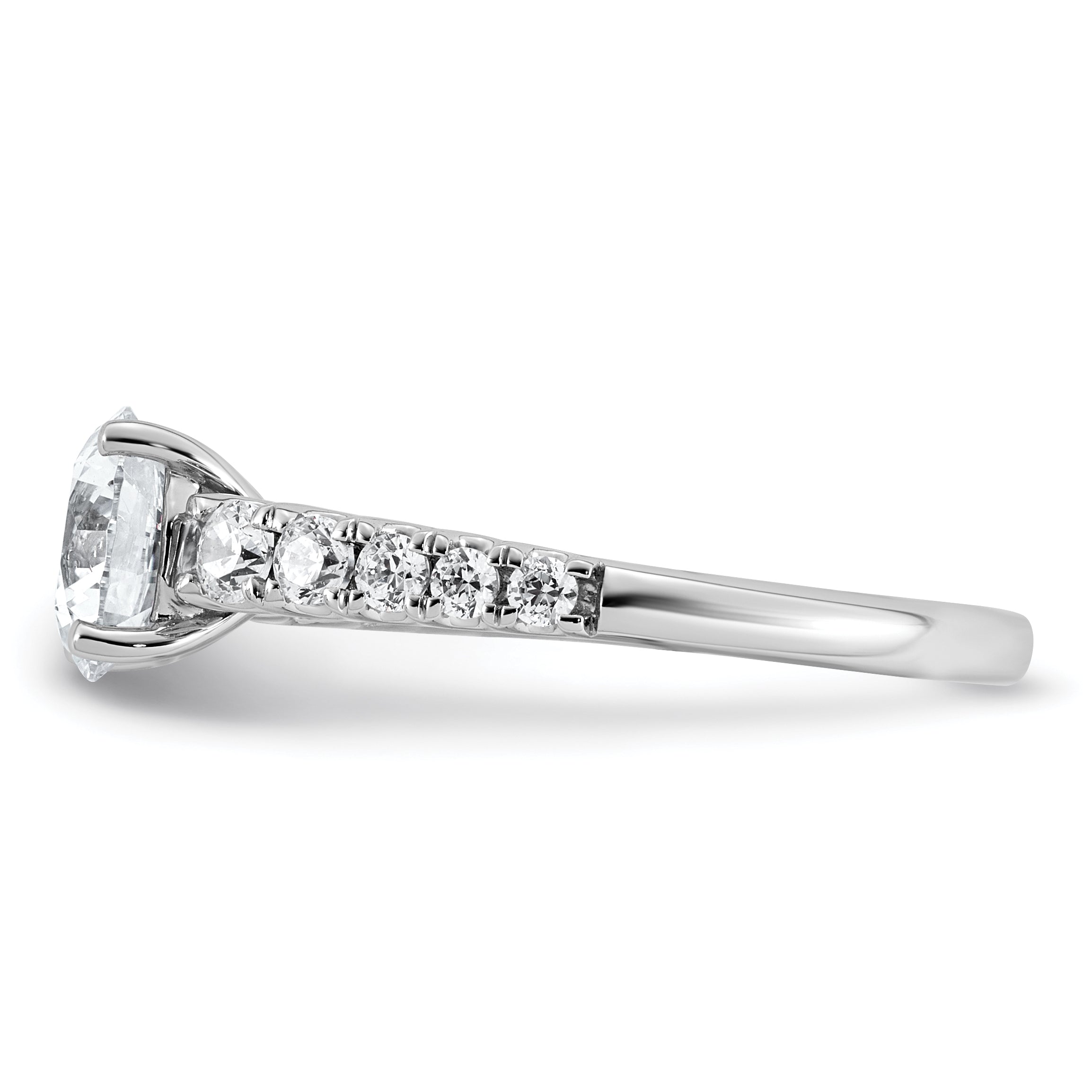 14k White Gold 2 Lab Grown Diamond VS+ F+ Round Complete Engagement Ring