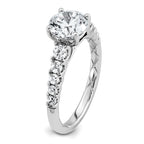 14k White Gold 2 Lab Grown Diamond VS+ F+ Round Complete Engagement Ring
