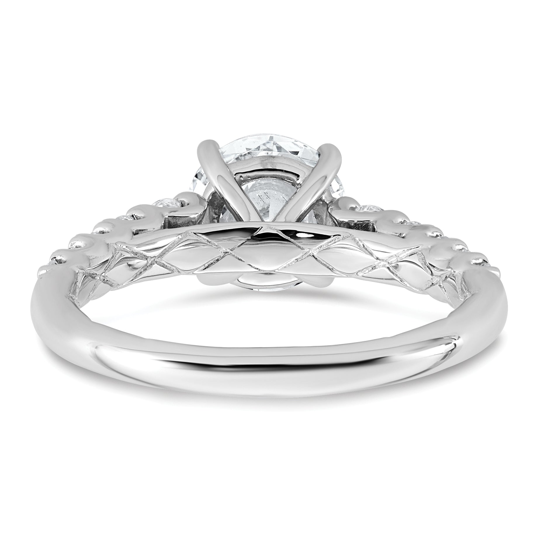 14k White Gold 2 Certified Lab Grown Diamond VS+ F+ Round Complete Engagement Ring