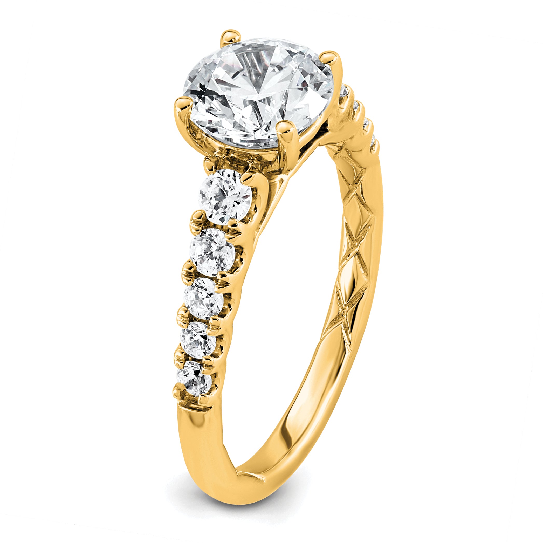 14k 2 Certified Lab Grown Diamond VS+ F+ Round Complete Engagement Ring