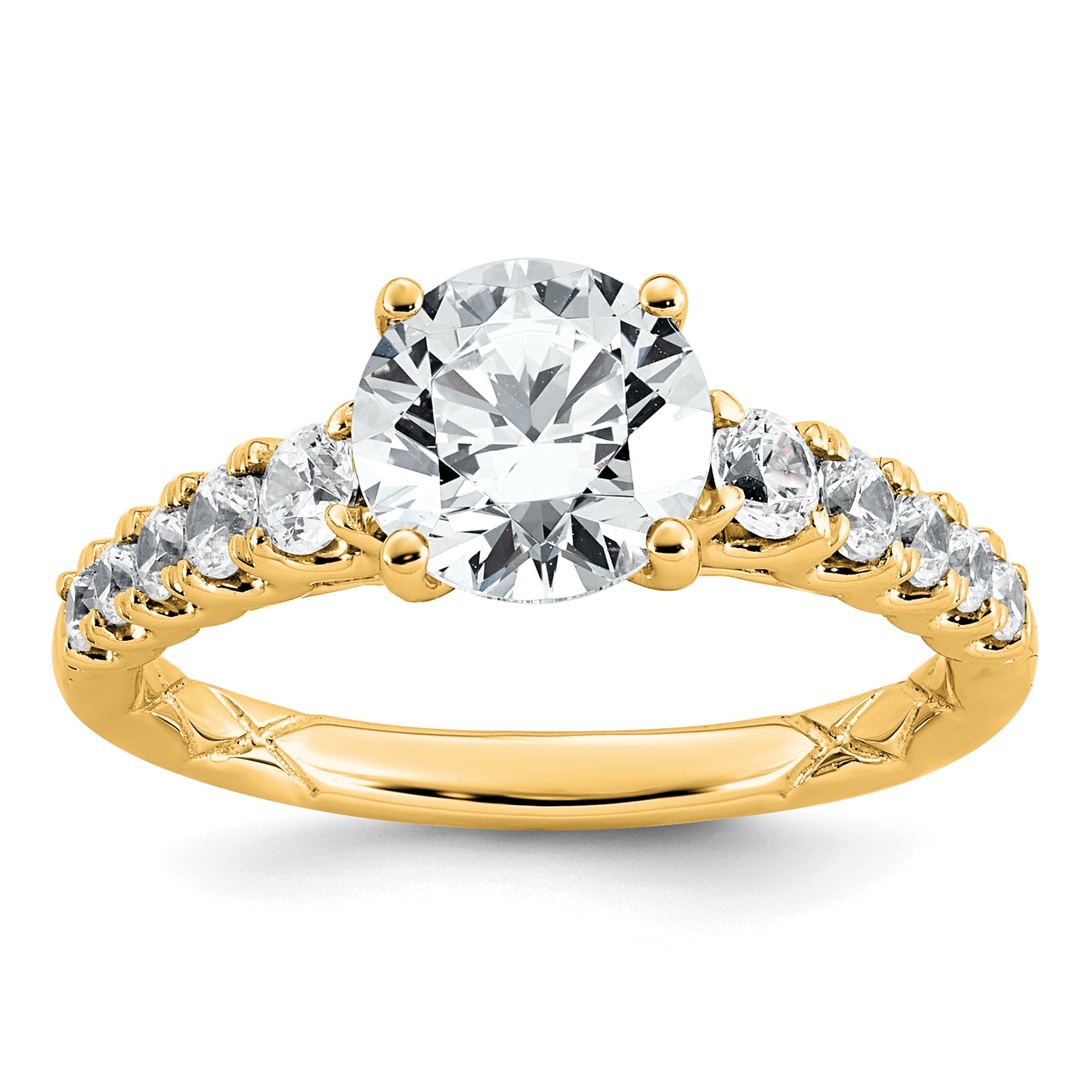 14k 2 Certified Lab Grown Diamond VS+ F+ Round Complete Engagement Ring Main image