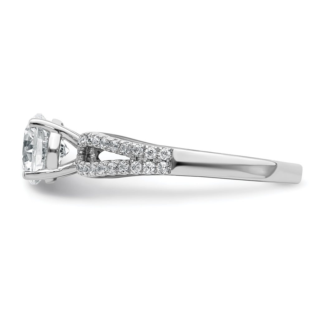 14k White Gold 1 1/4 carat Lab Grown Diamond VS+ F+ Round Complete Engagement Ring