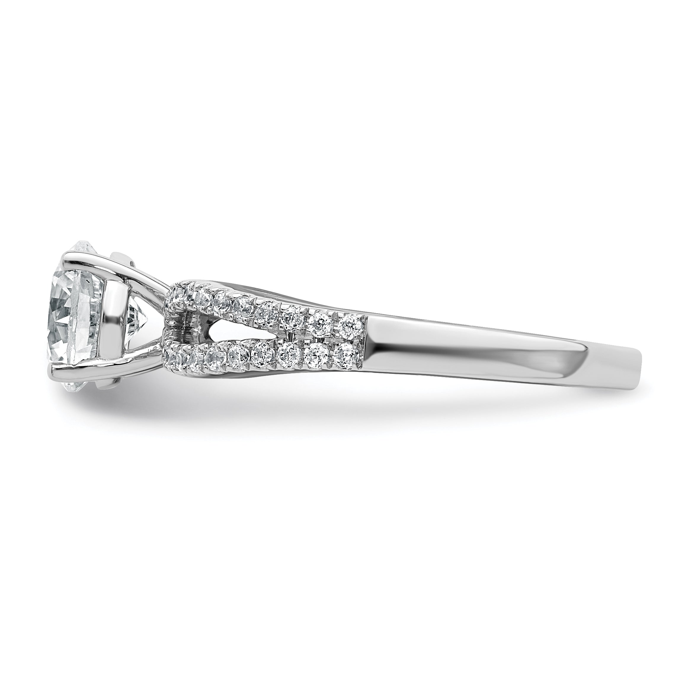 14k White Gold 1 1/4 carat Lab Grown Diamond VS+ F+ Round Complete Engagement Ring