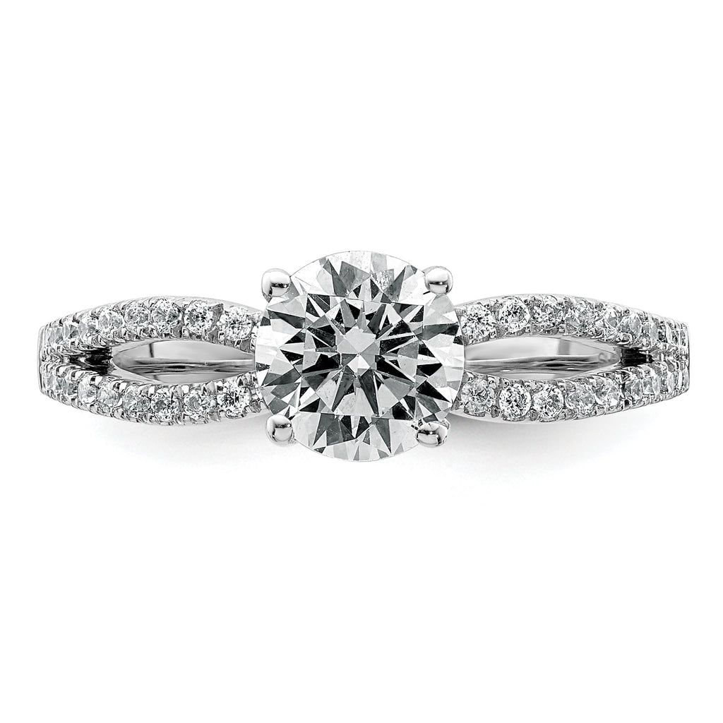 14k White Gold 1 1/4 carat Lab Grown Diamond VS+ F+ Round Complete Engagement Ring