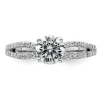 14k White Gold 1 1/4 carat Lab Grown Diamond VS+ F+ Round Complete Engagement Ring